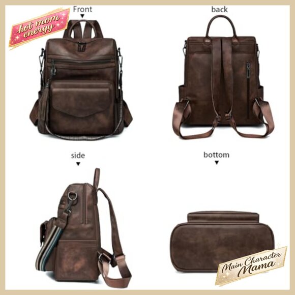 Leather Convertible Backpack Purse Multipurpose Travel Satchel Shoulder Bag main image 5